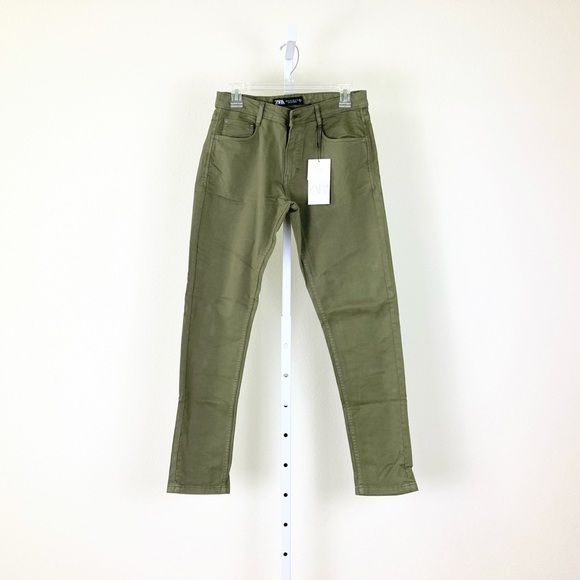 Zara Pants Zara Mens Skinny Trousers Slim Fit In Forest Green